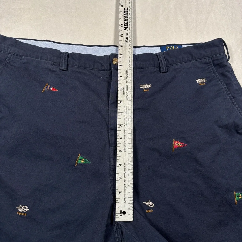Polo Ralph Lauren Shorts Mens 40 Navy Nautical Embroidered Sailing Chino Stretch